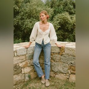 Ysé Paris Nuit à Danser Cotton/Linen Blouse Vanilla Size 10 (FR42/EU40/UK14) NWT